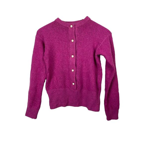 Laura Winston Vintage Pink Sweater Button Size Medium Silk Barbiecore Pinup - Picture 1 of 6